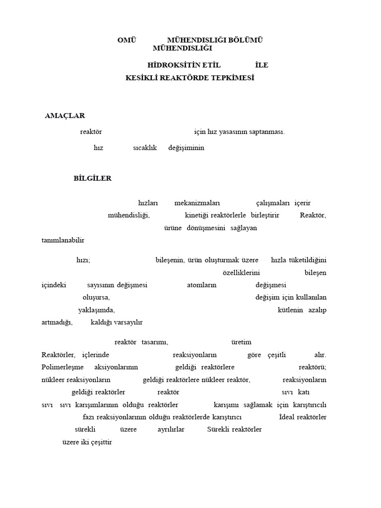 Kesikli - Reaktor Deney Föyü - 2022güz | PDF