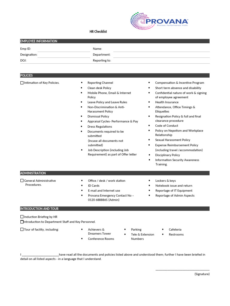 HR Checklist | PDF | Business
