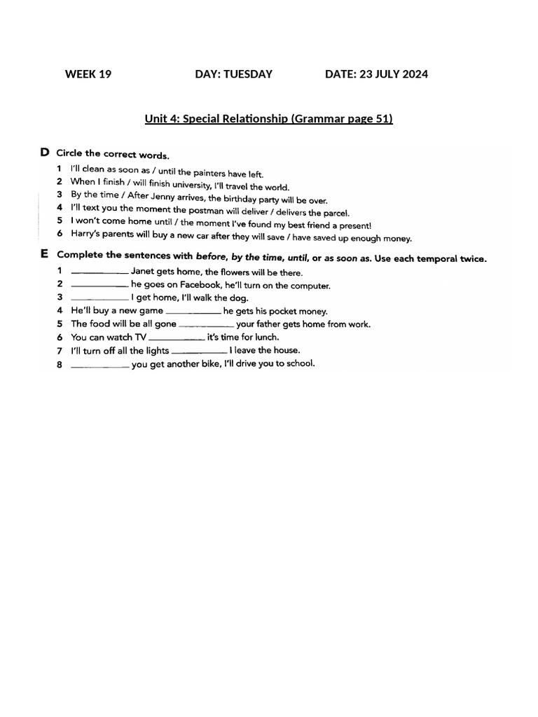 Weekly Lesson Plan: Units 4 & 5 | PDF