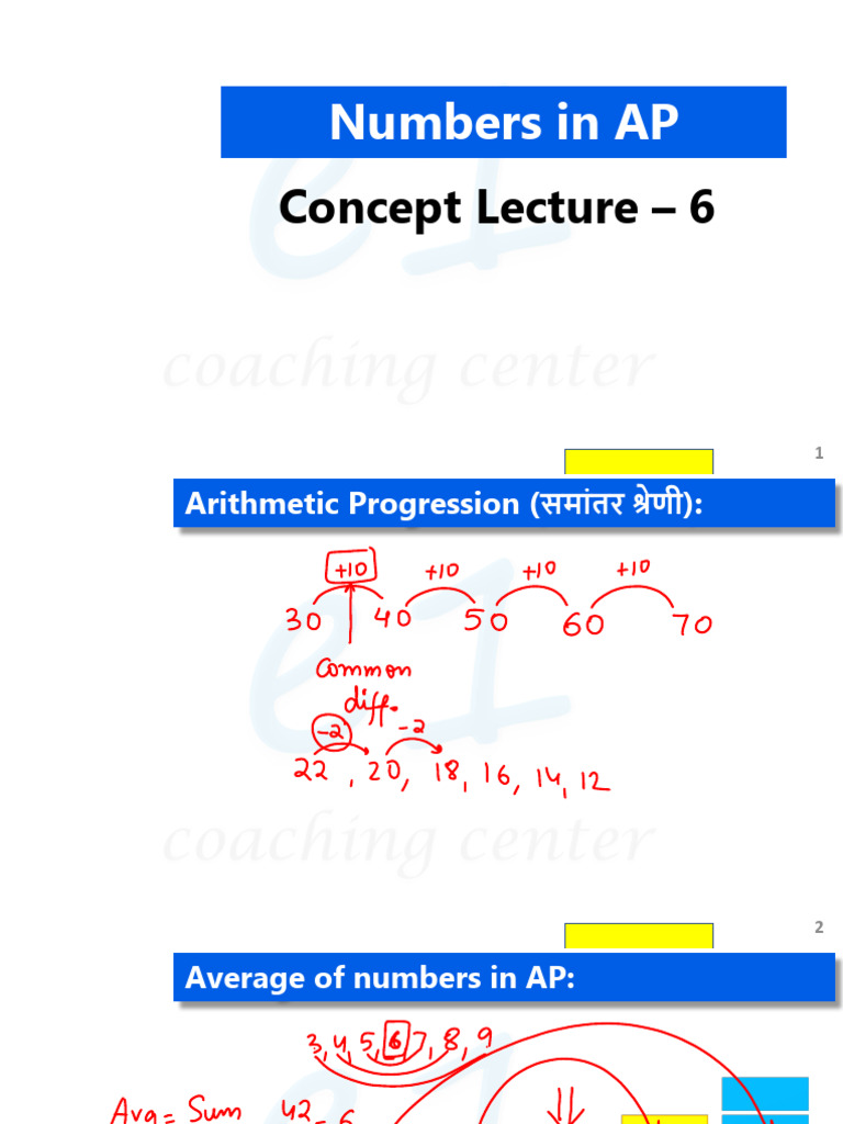 Numbers in AP: Concept Lecture 6 | PDF