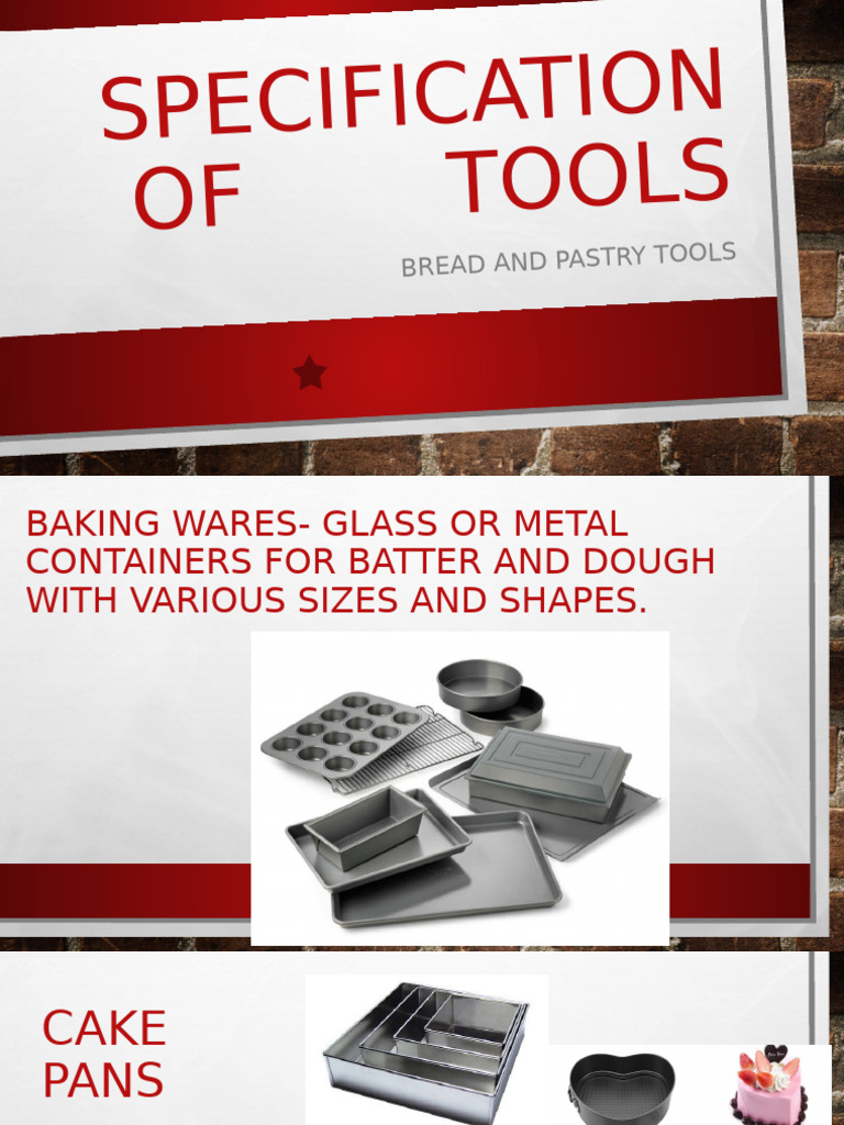 Specificatiion of Tools1 | PDF | Cakes | Baking