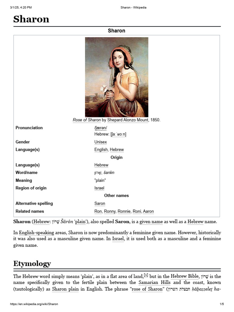Sharon - Wikipedia | PDF