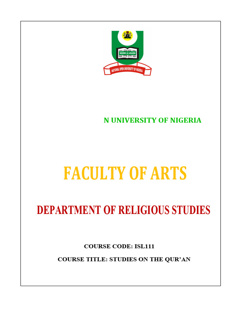 ISL111: Studies on the Qur'an Guide | PDF | Prophets And Messengers In ...