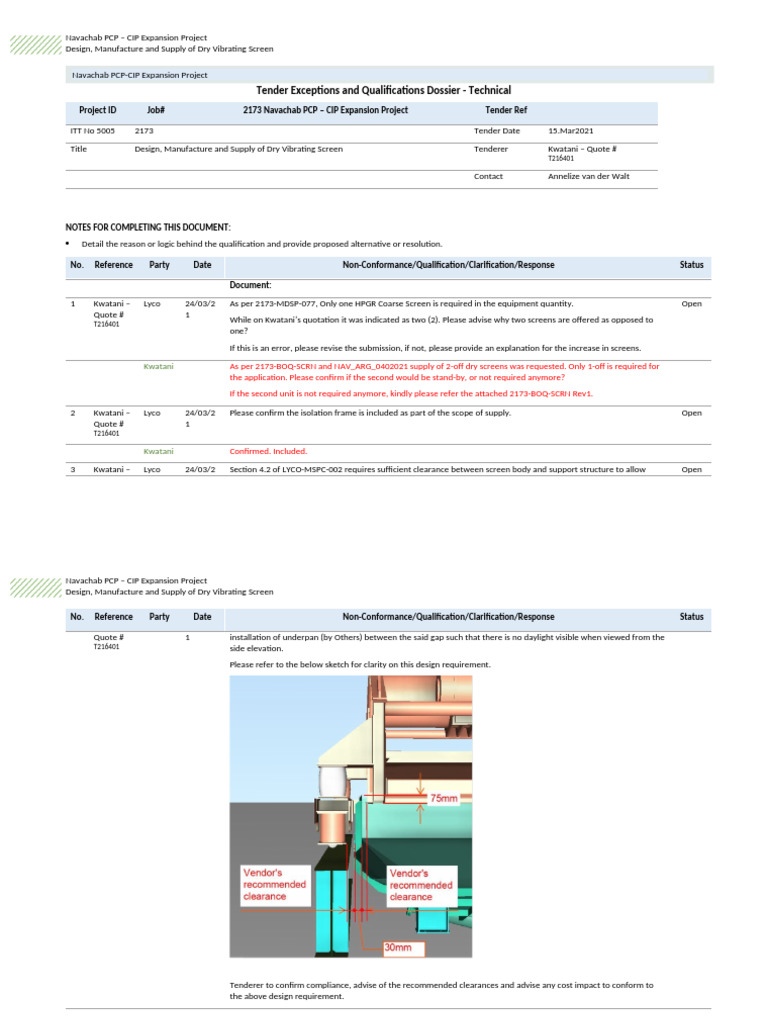Dry Vibrating Screen Tender Dossier | PDF | Electricity | Manufactured ...