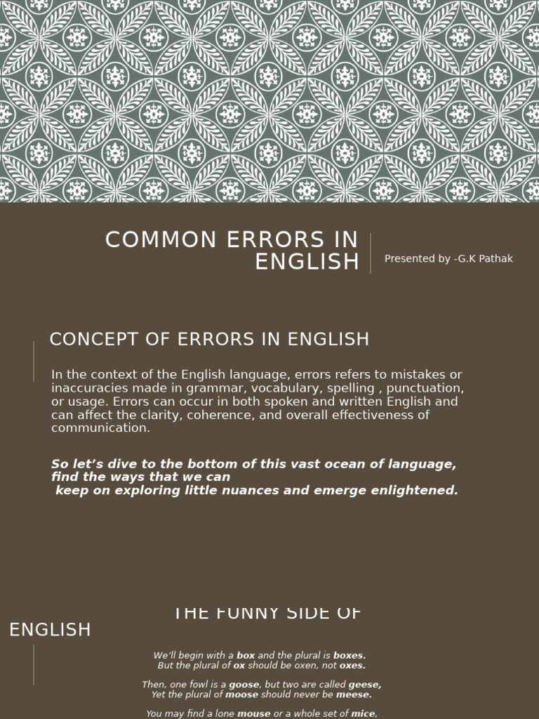 Common English Language Errors | PDF | English Language | Vocabulary