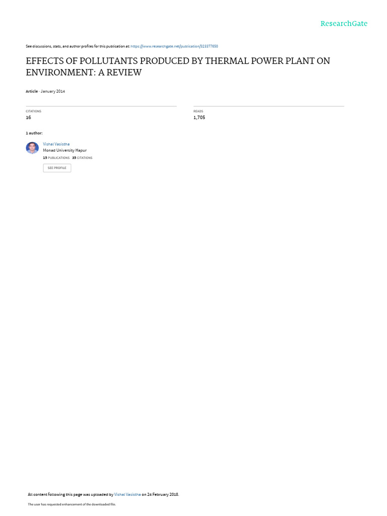 Environmental Impact of Thermal Power Plants | PDF | Fossil Fuel Power ...