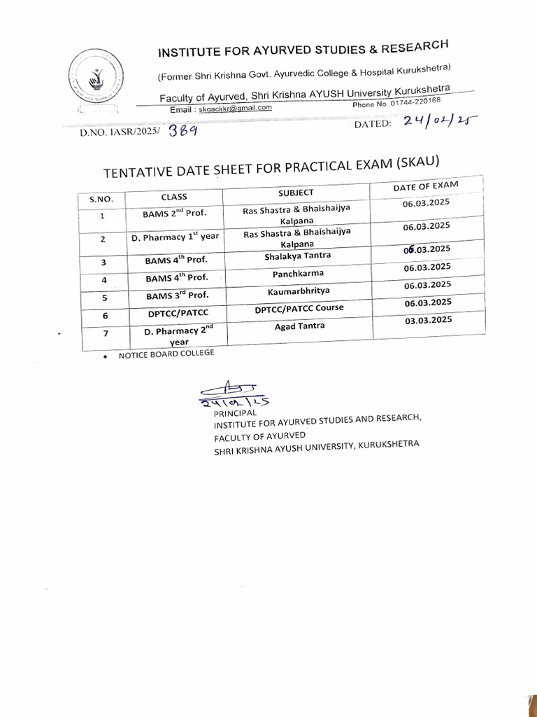Datesheet Practical | PDF
