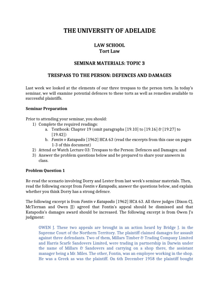 Trespass Defences & Damages Seminar | PDF | Tort | Damages
