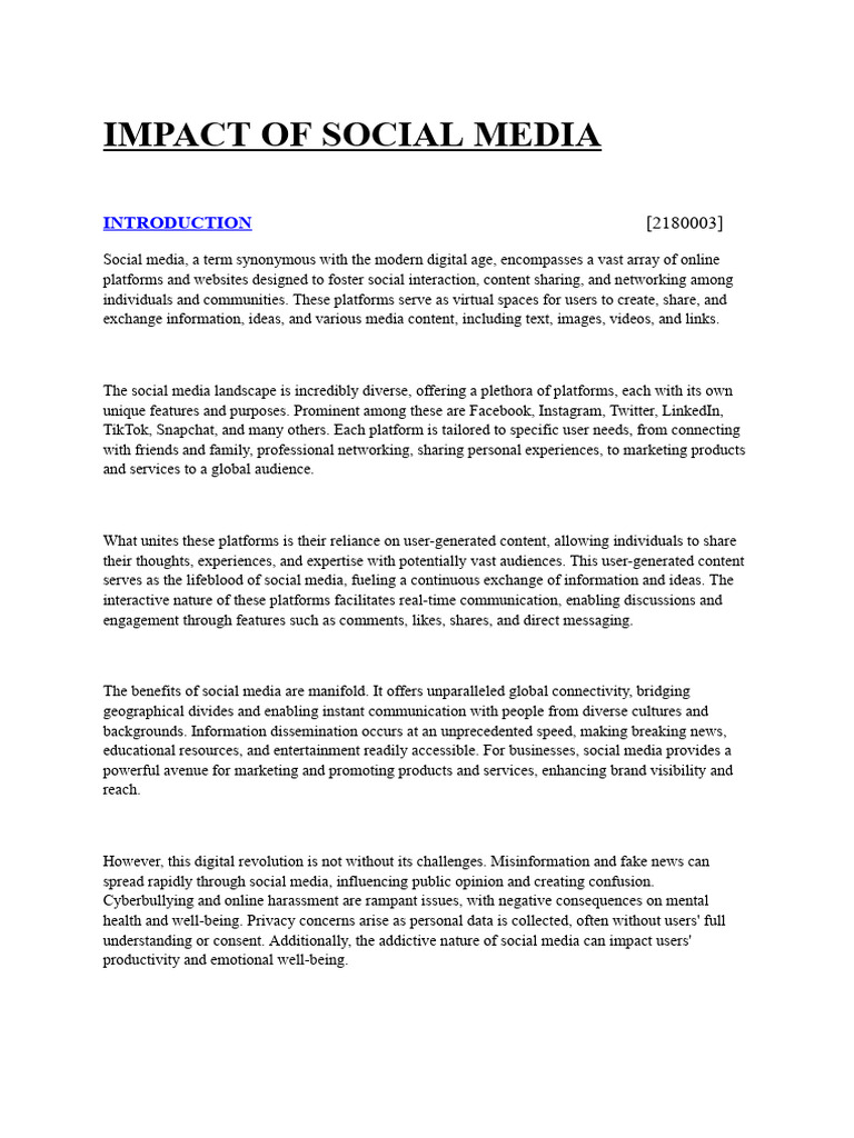 IMPACT OF SOCIAL MEDIA - G3 - Report | PDF | Social Media | Popular ...