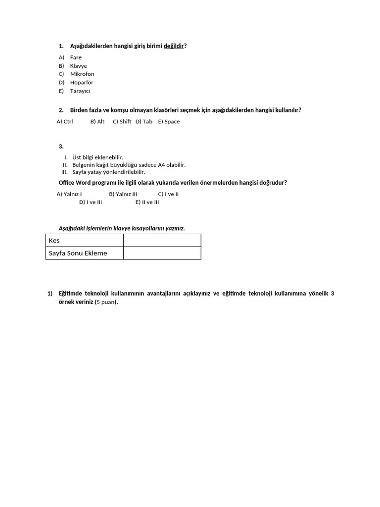 Ornek Sorular | PDF