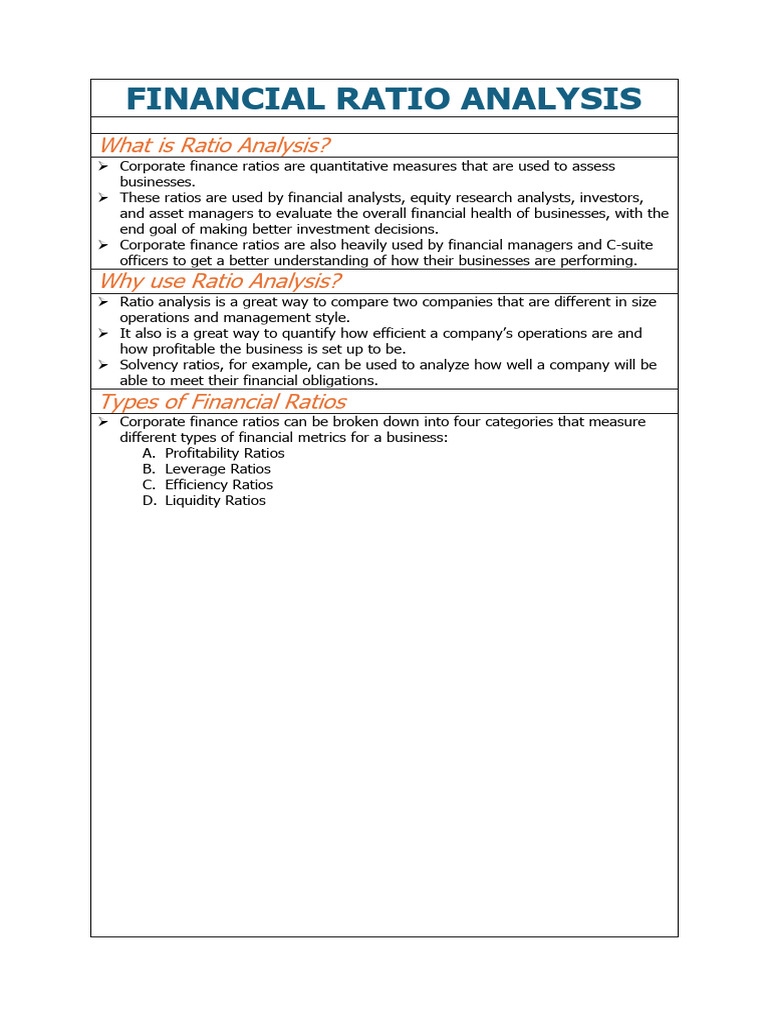 Financial Ratio Analysis Overview | PDF | Gross Margin | Equity (Finance)