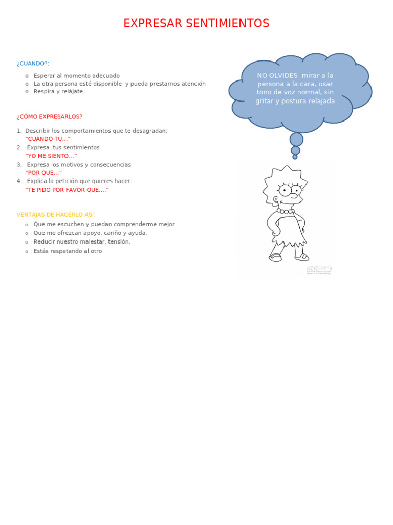 Expresar Sentimientos Lisa | PDF