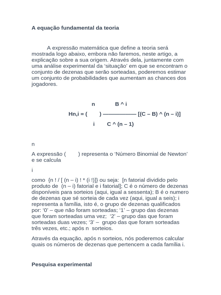 A equação fundamental da teoria | PDF | Números | Matemática
