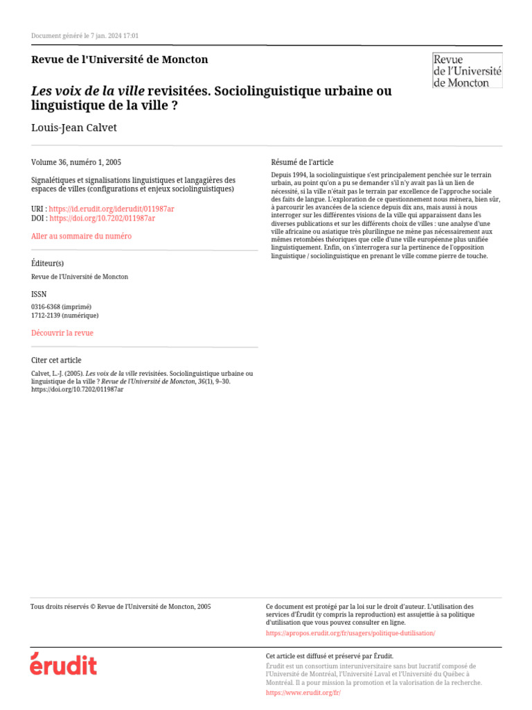 Sociolinguistique urbaine et enjeux linguistiques | PDF ...