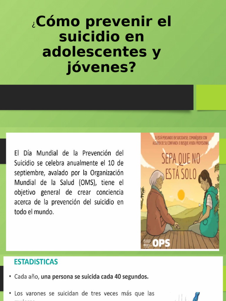 Cómo Prevenir El Suicidio en Adolescentes y | PDF