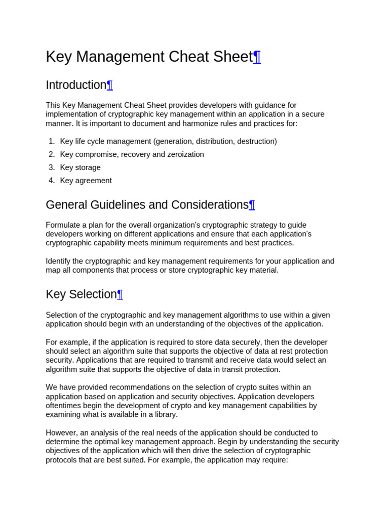 Key management cheat sheet pdf key cryptography public key