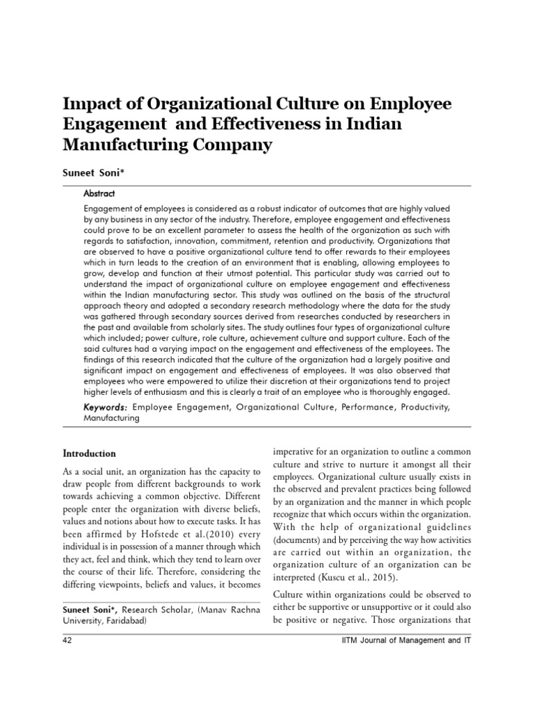Impact of Organizational Culture On Empl | PDF | Organizational Culture ...