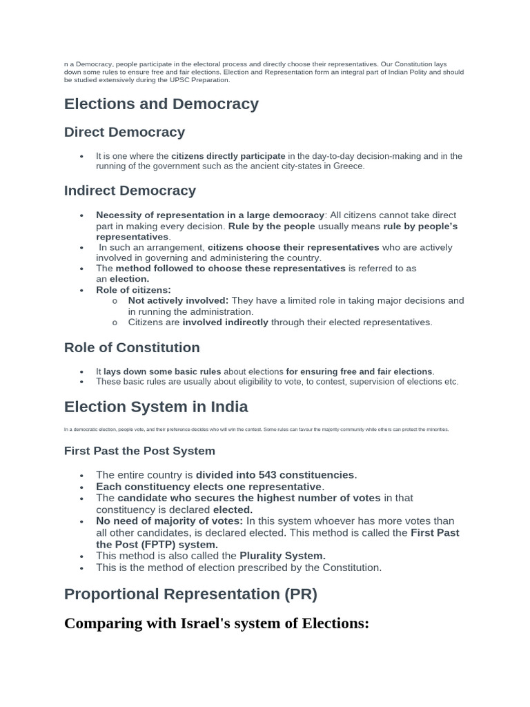 Election Process in Indian Democracy | PDF | Voting | Electoral District