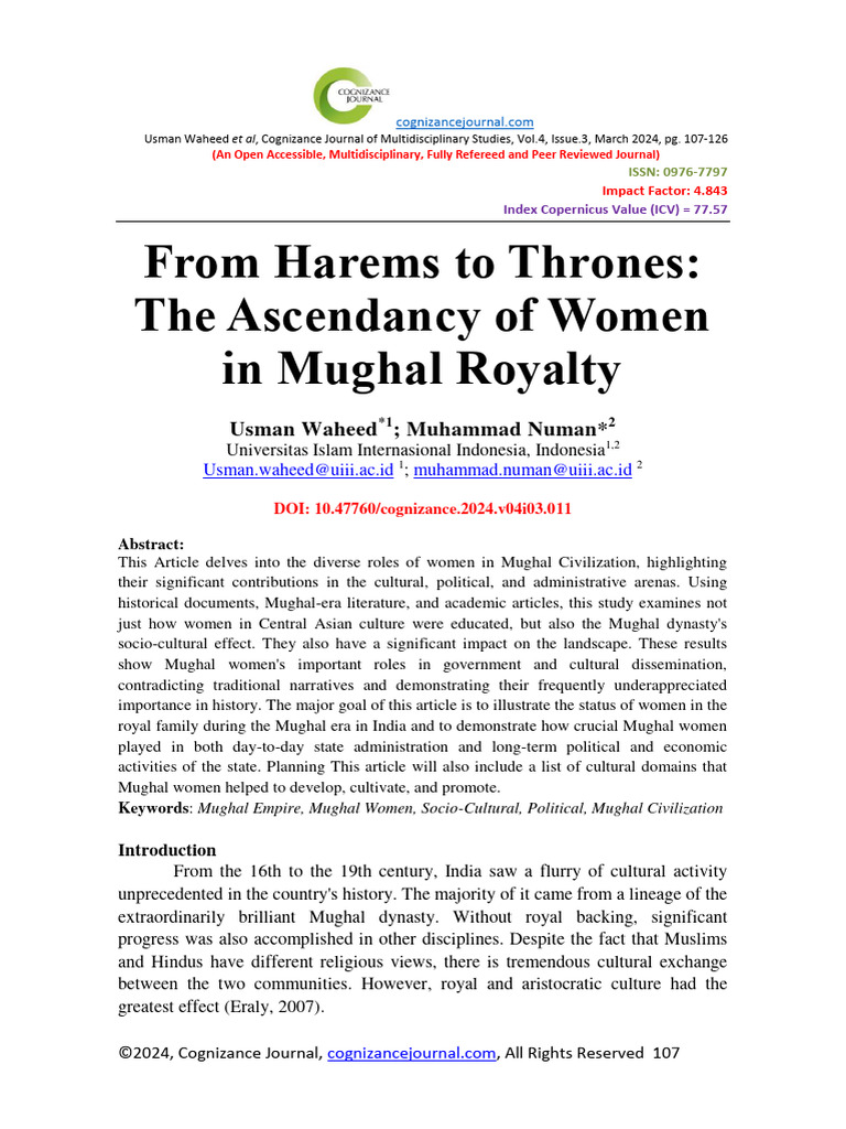 Women’s Influence in Mughal Royalty | PDF | Harem