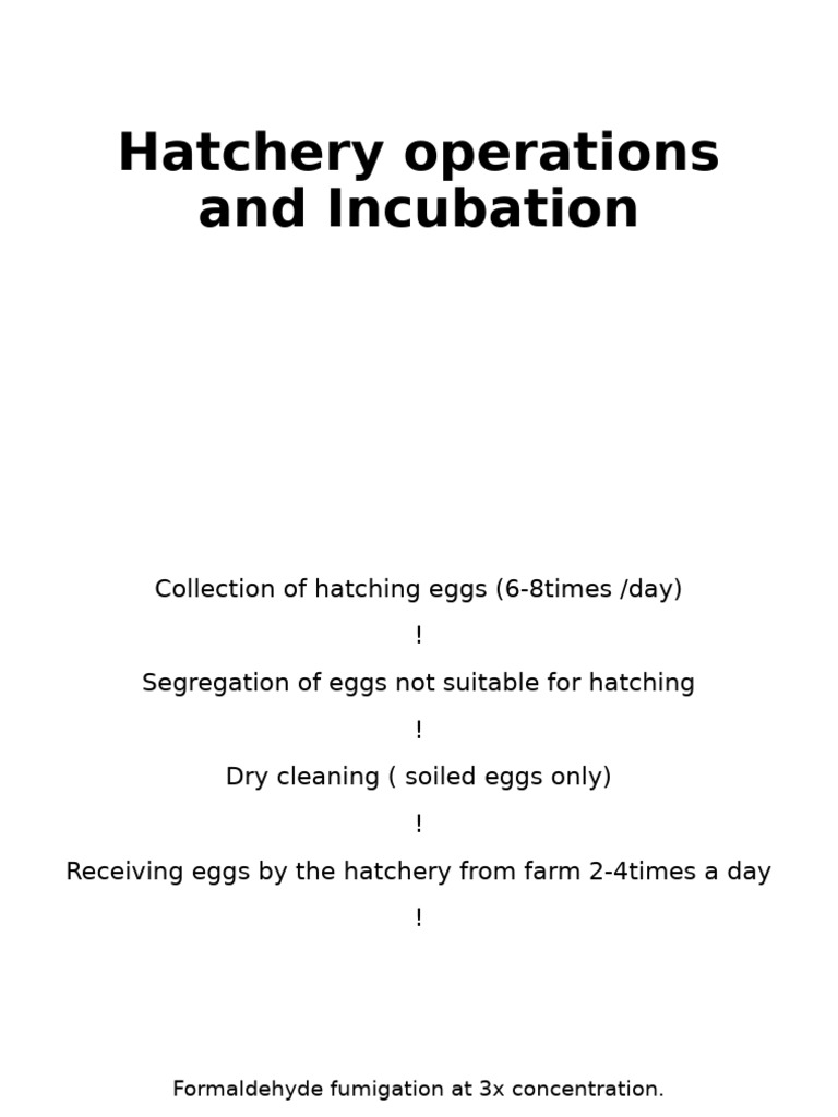 Hatchery Operations and Incubation Guide | PDF