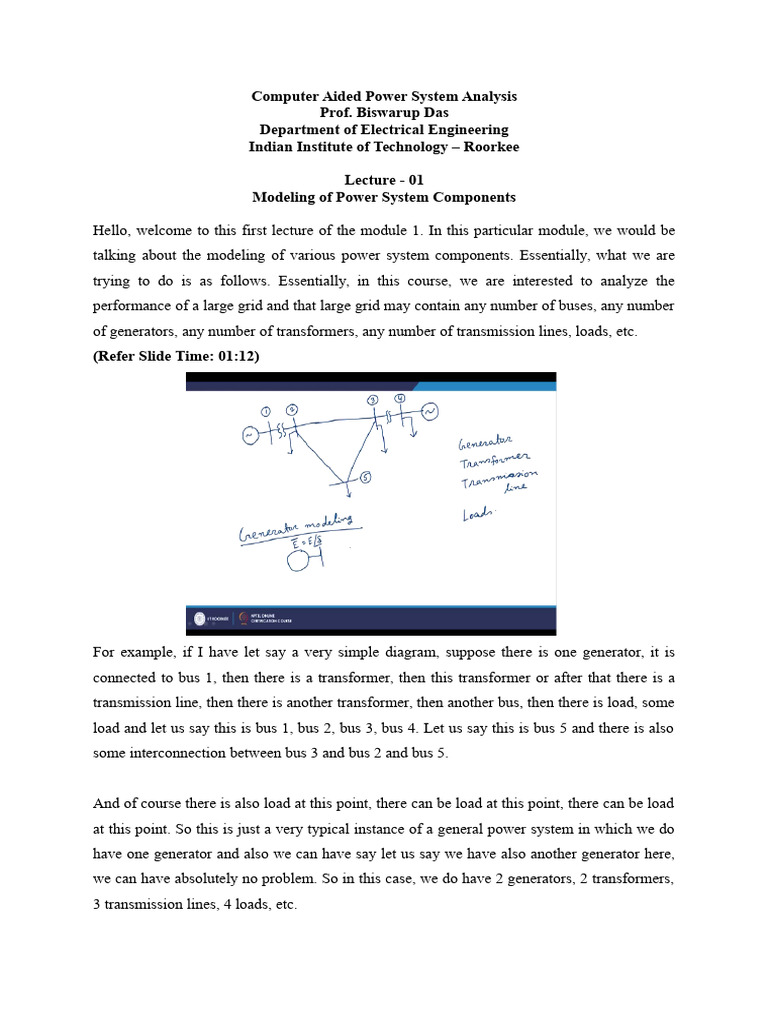 Power System Component Modeling | PDF | Transformer | Transmission Line