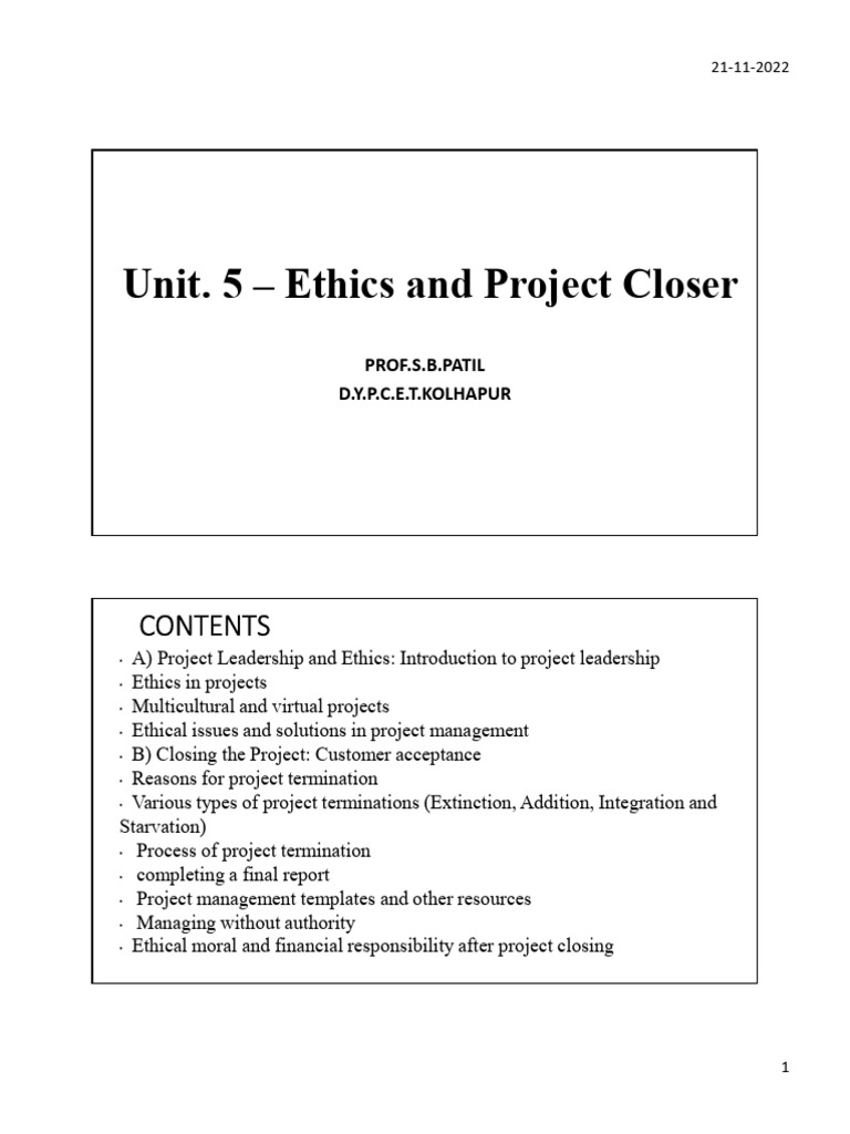 Unit-5 Ethics and Project Closer | PDF | Leadership | Project Management