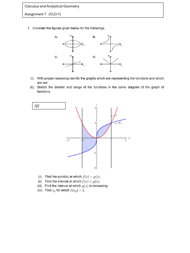 Calculus Assignment 1 | PDF
