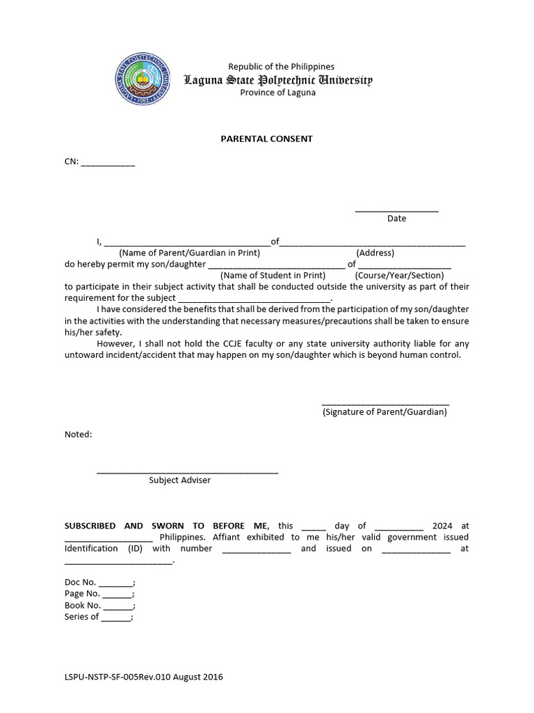 Parental Consent Form for Student Activities | PDF