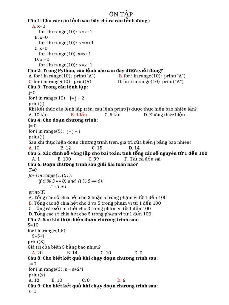 Đề ôn tin 10 | PDF