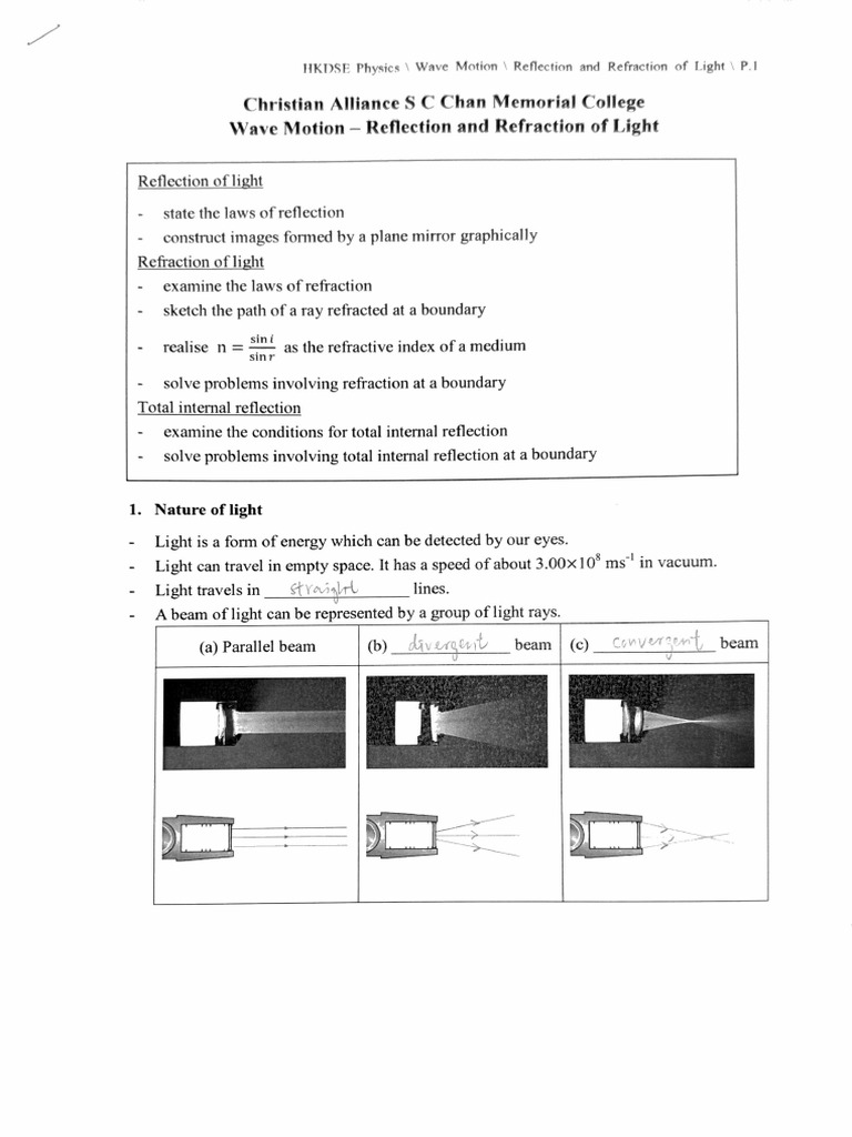 Reflection and Refraction of Light | PDF