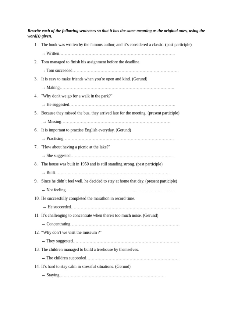 English Sentence Transformation | PDF