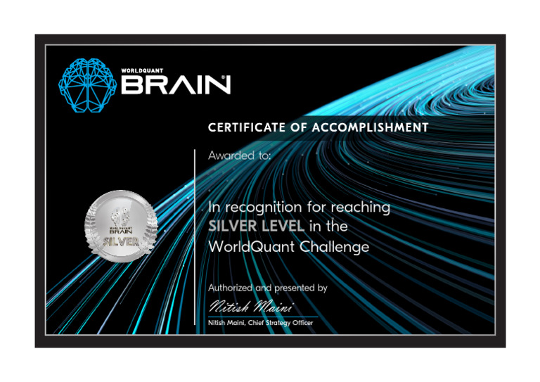 WorldQuant Challenge Silver Achievement | PDF