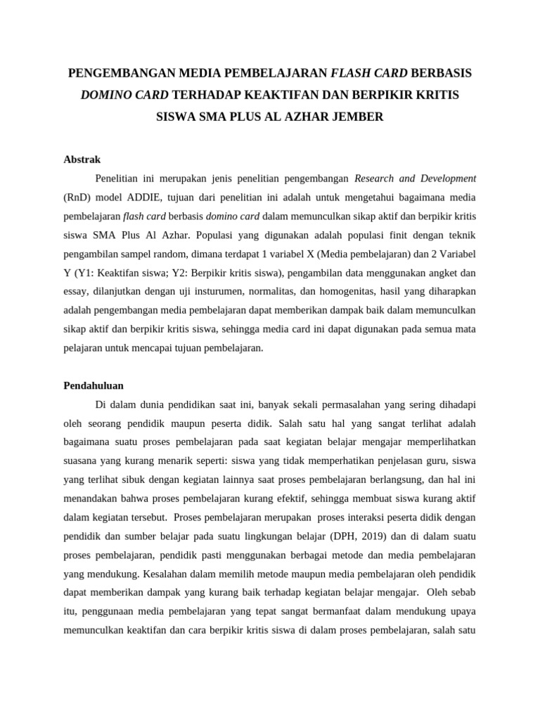 Pengembangan Flash Card untuk Siswa | PDF