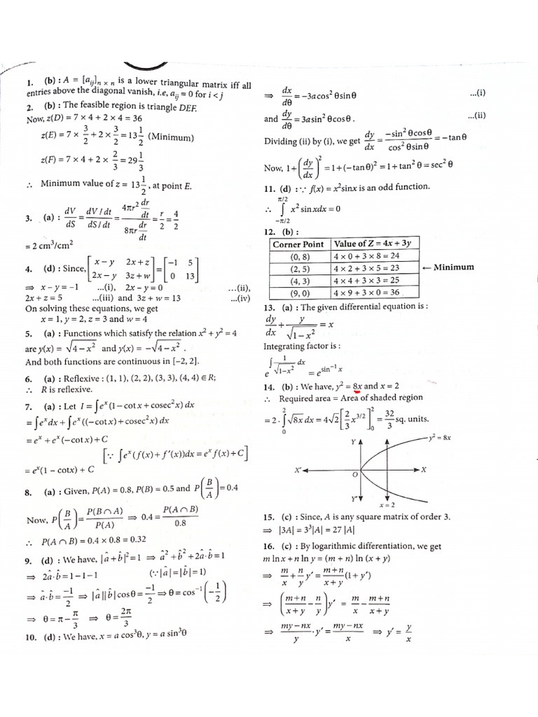 Class 12 Full Syllabus Test 05 (Math) Sol | PDF