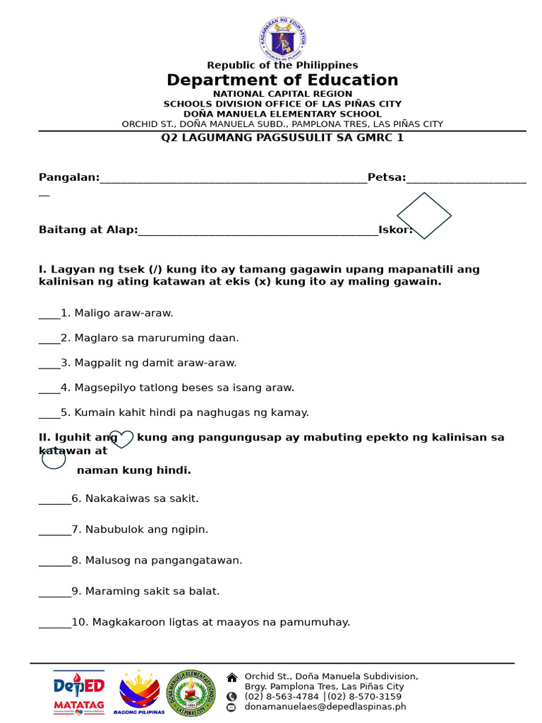 Q2 - Summative Test in GMRC | PDF