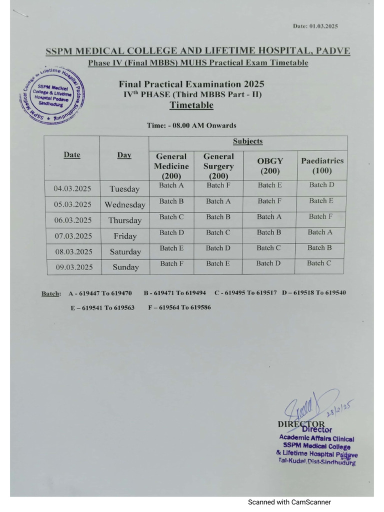 Final Practical Exam Time Table 2020-21 | PDF