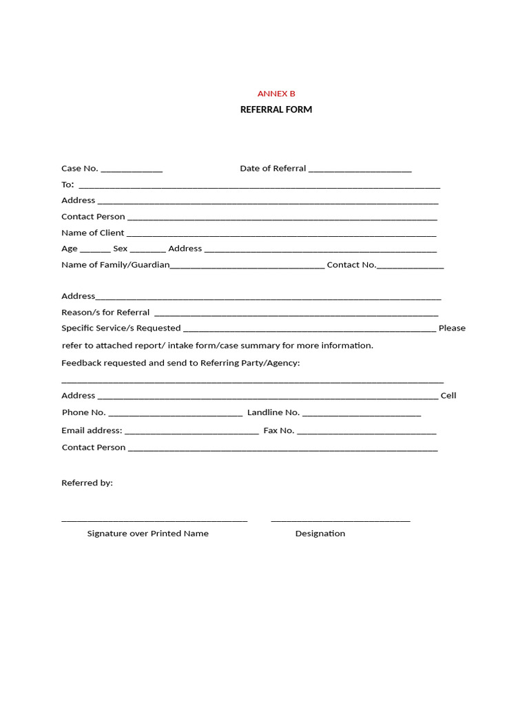Referral Form for Case Management | PDF