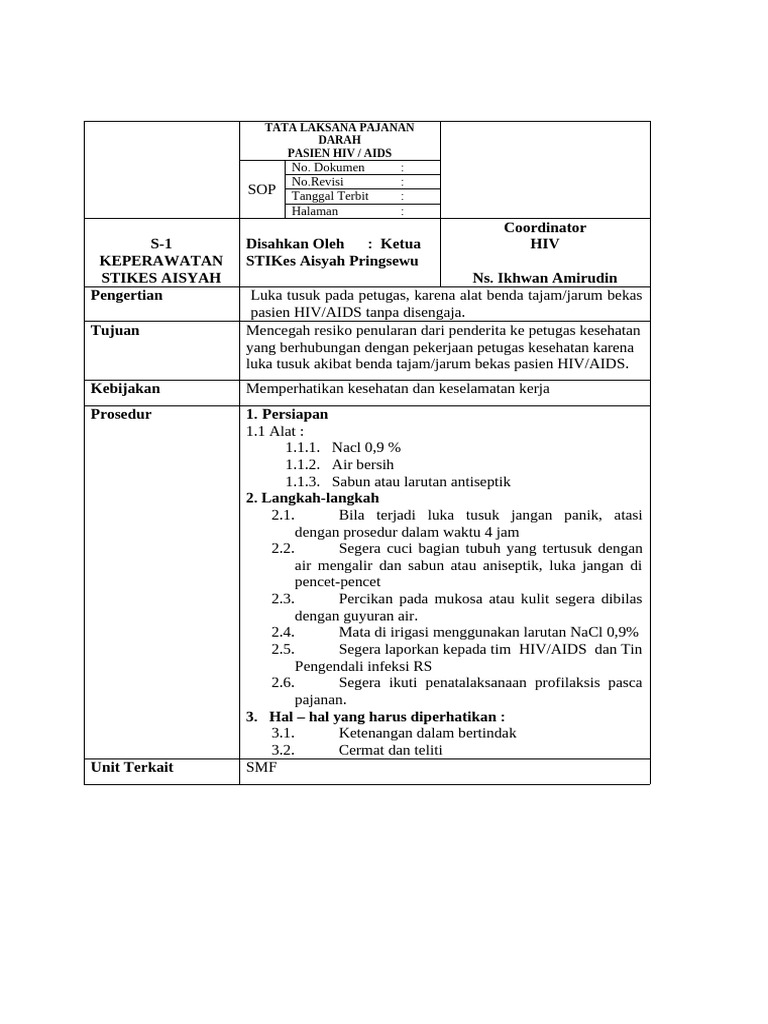 SOP_HIV_DAN_SOP_PAL | PDF