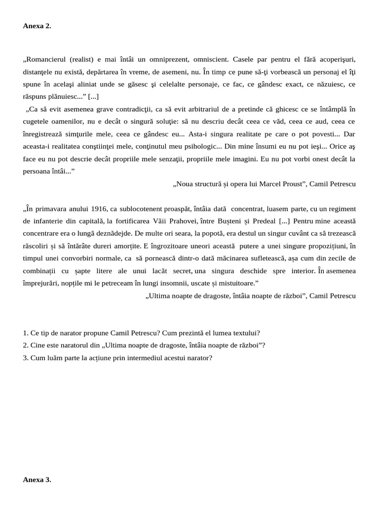 Fise de Lucru Romanul Modern | PDF