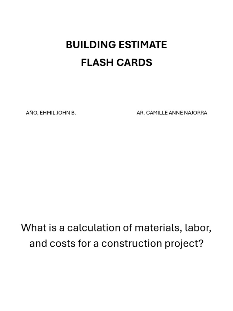 Construction Cost Estimation Flashcards | PDF | Cost | Business Economics