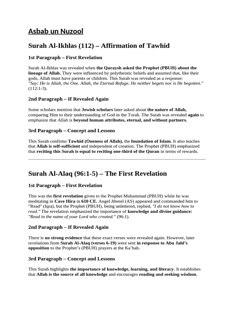 Asbab Un Nuzool | PDF | God In Islam | Surah
