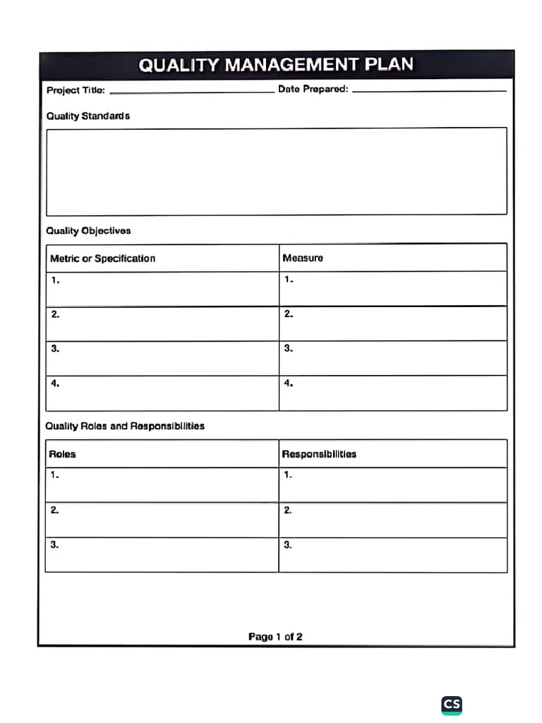 Quality Management Plan | PDF