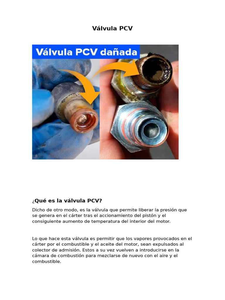 Función y Mantenimiento de la Válvula PCV | PDF | Motores | Combustión