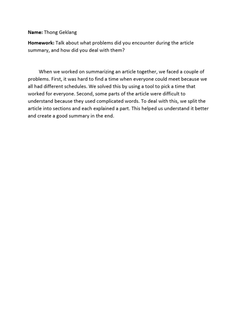 Problem Summary Paragraph | PDF
