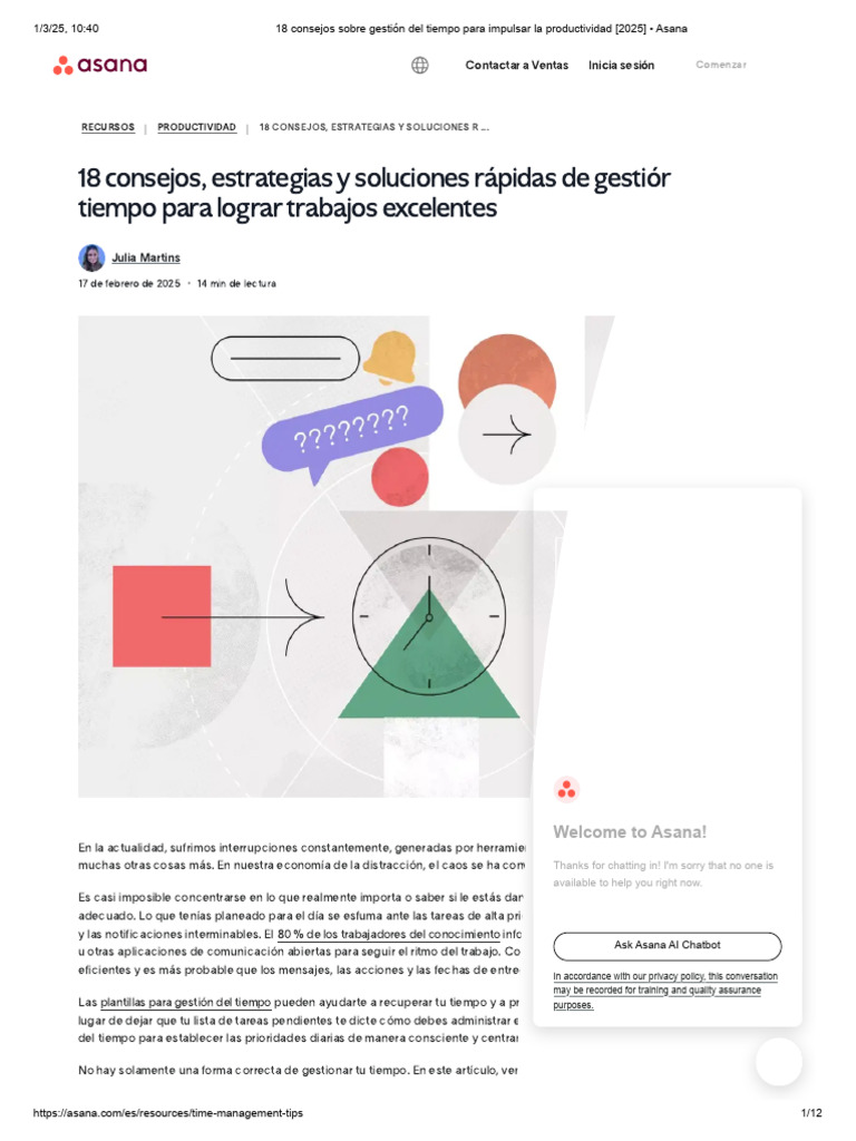 18 Consejos para Mejorar la Gestión del Tiempo | PDF | Gestión del ...