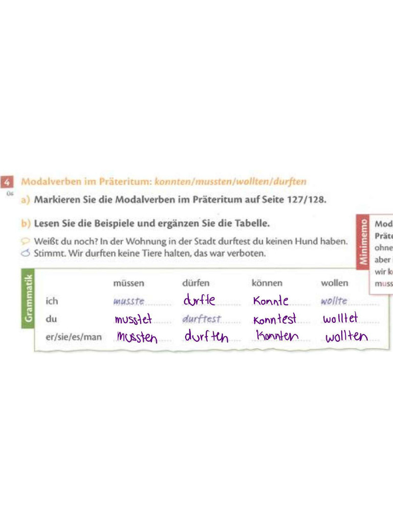 Modalverben in Präteritum 1 (Buch) (Studio21 A2 PDF | PDF