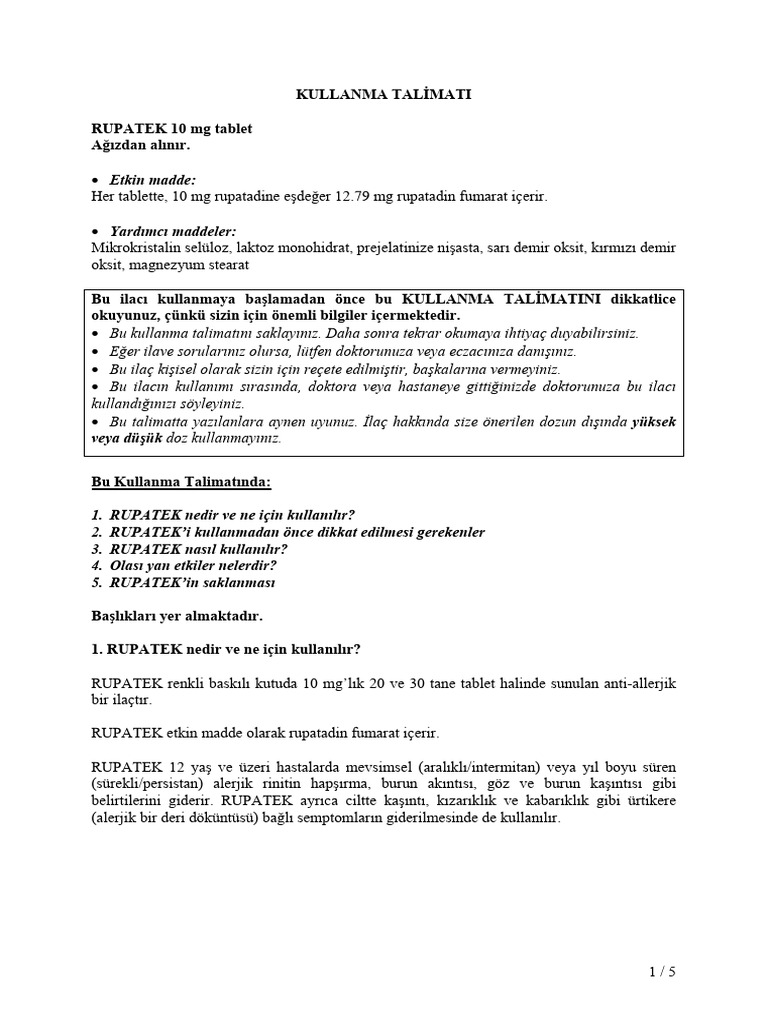 Rupatek 10 MG Tablet KT | PDF