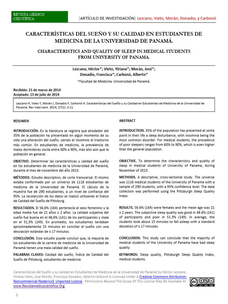 Calidad del Sueño en Estudiantes de Medicina | PDF | Muestreo ...