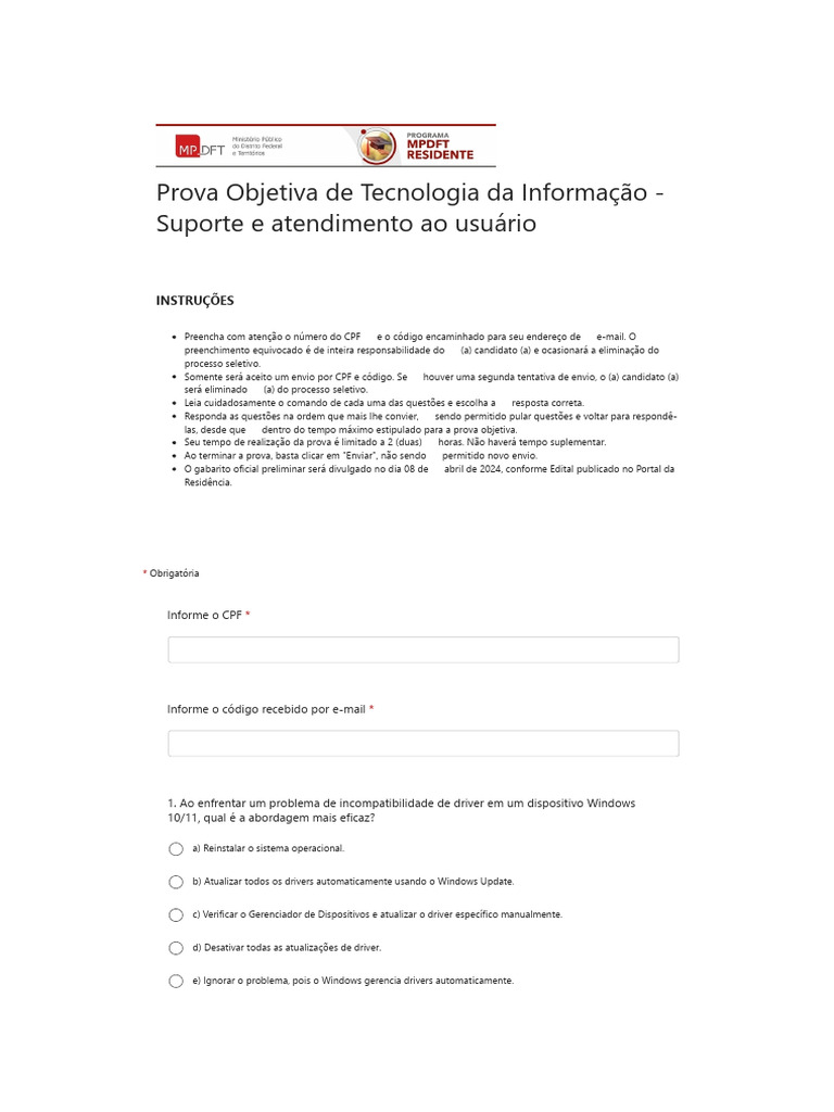 Prova de TI: Suporte ao Usuário Windows | PDF | SharePoint | Rede ...