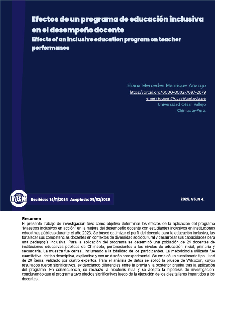 Efectos del programa de educación inclusiva | PDF | Enseñando | Maestros